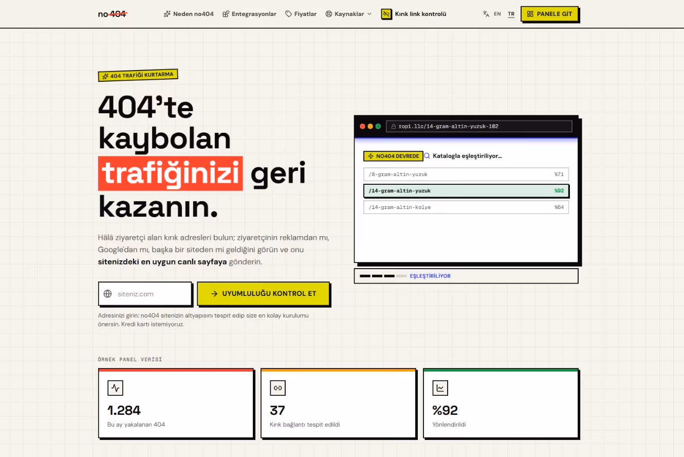 no404.tr — Otomatik 404 Yönlendirme SaaS